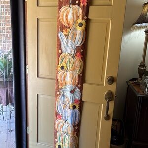 Autumn Pumpkin Wall Decor with Floral Accents